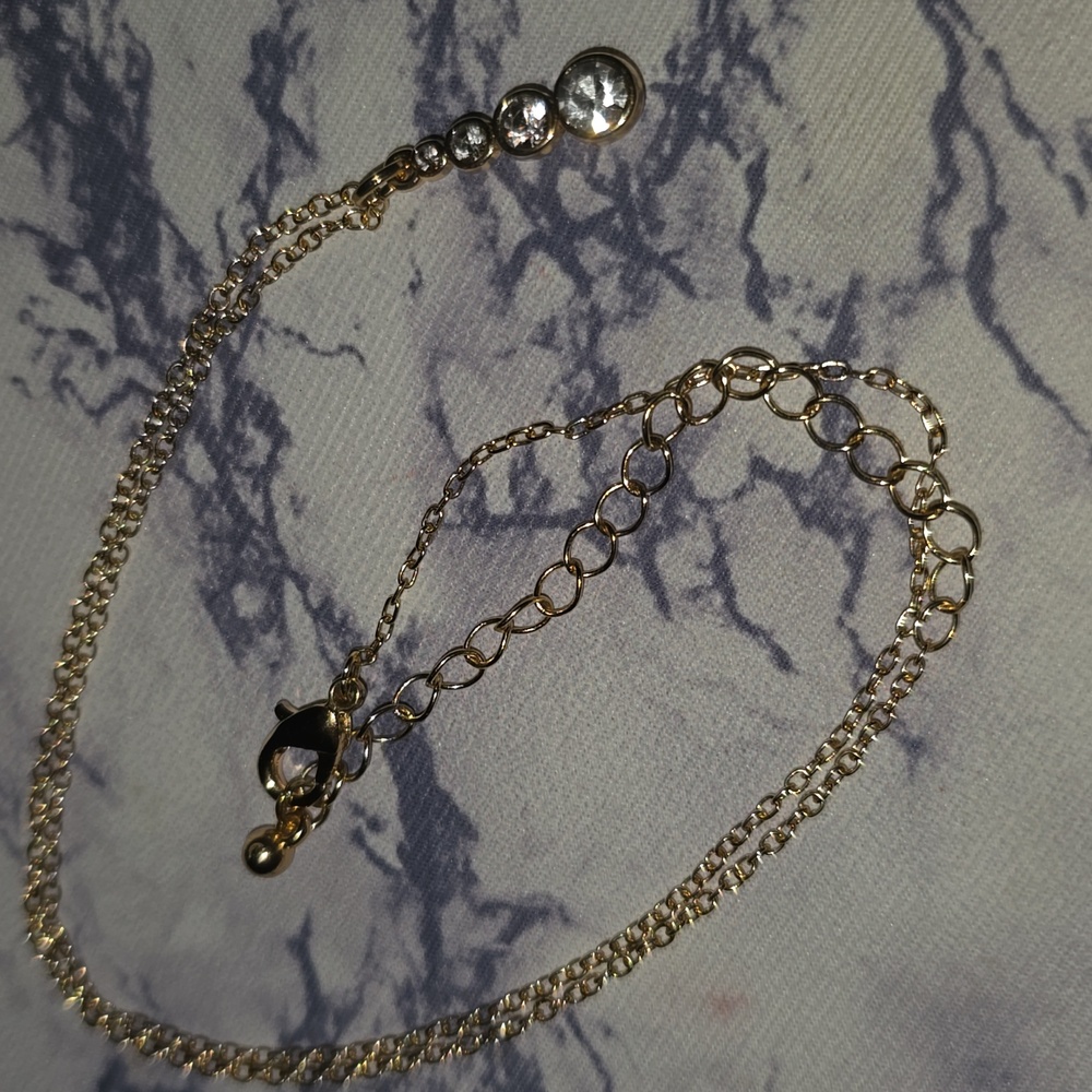 Gold 4 Crystal Drop Pendant Necklace